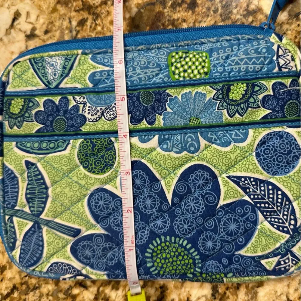 Vera Bradley Mini Tablet Zipped Carrying Case in Blue and Green Print 6.5 x 8.5